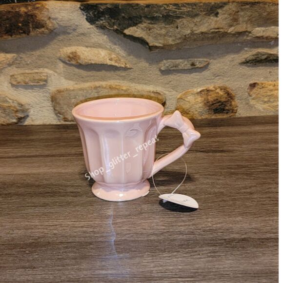 Set of 2 iridescent tea coffee cups Delilah Jane bow bows - Picture 1 of 6